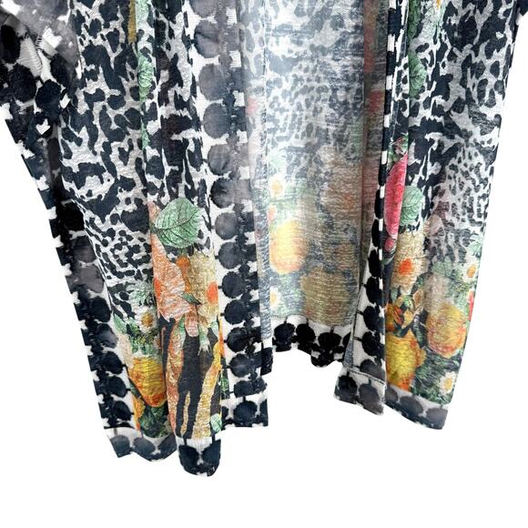 Shana Sz Large Sheer Open Front Wearable Art Tropical Kimono Blouse Shirt Top - Picture 5 of 10